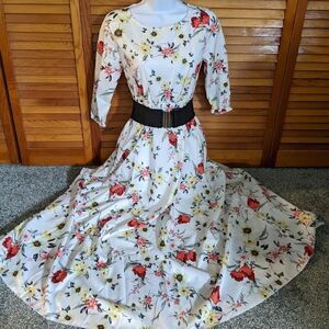 NEW! Beautiful Boho Floral Print Full Skirt Maxi Dress Gypsy Hippie Flare